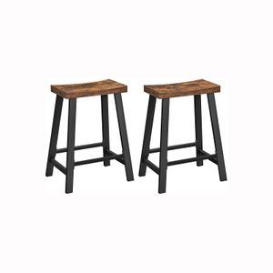 Set of 2 Industrial Bar Stools with Footrest