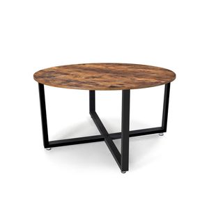Industrial Round Coffee Table with Metal Frame
