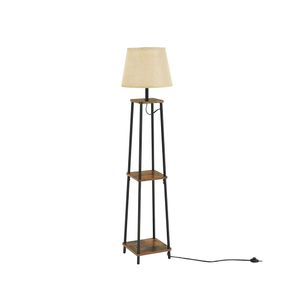 Rustic Brown Floor Lamp with 2 Shelves