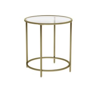 Golden Glass Round Side Table with Metal Frame