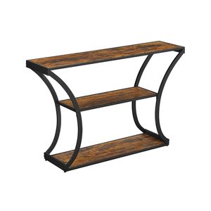 Industrial Brown 3-Tier Console Table with Curved Legs