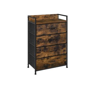 Brown & Black Dresser with 4 Fabric Drawers