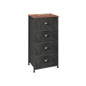 Brown & Black Dresser Tower with 4 Fabric Drawers