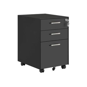 Black Steel File Cabinet on Wheels with 3 Drawers