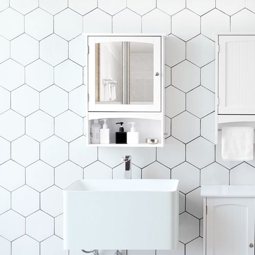 X VASAGLE Mirror Cabinet Bathroom Wall Storage Cabinet With Adjustable Shelf 