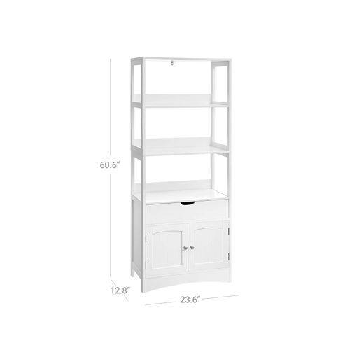 Storage Cabinet With Open Shelves, White Cupboard Shelves