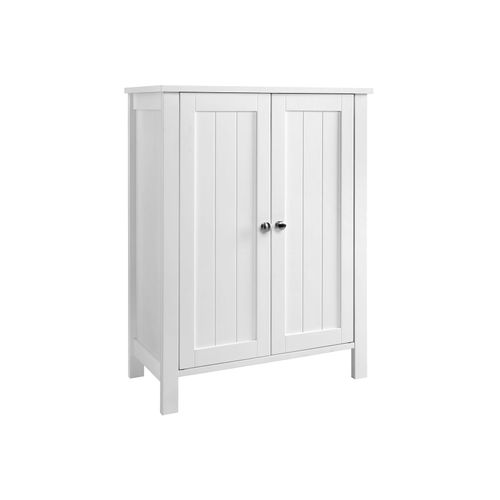 Bathroom Floor Storage Cabinet with Double Door Adjustable Shelf White 