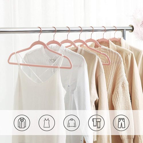 50 Pack Only Hangers "Petite" Size Pink Velvet Suit Hangers 