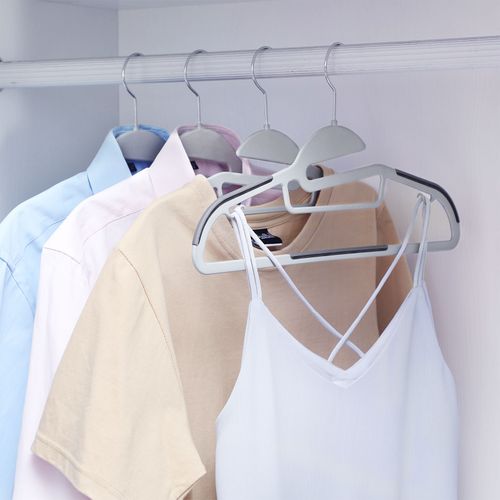 Standard Plastic Shirt Hangers Space Saving 50 Pack Gray 