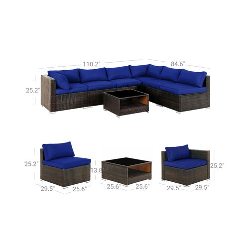 Wicker Patio Furniture Set With Cushion, Kinbor 7 Pcs Outdoor Furniture