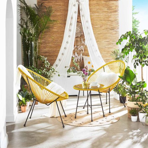 Yellow 3 Piece Outdoor Acapulco Chair, Yellow Outdoor Furniture