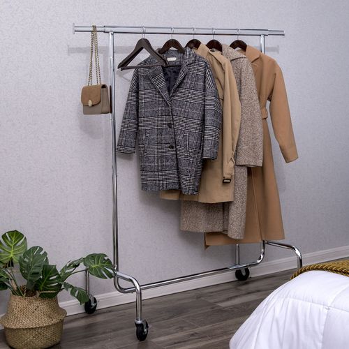 3 Tier Rolling Garment Rack Adjustable Dual Bars Hanging Drying Clothes Rack DEN 