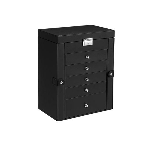 6-Tier Large Jewelry Case with Drawers Black