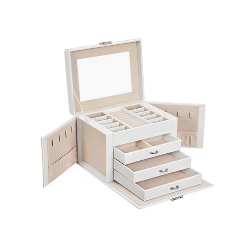 White Jewelry Organizer Box with Lock