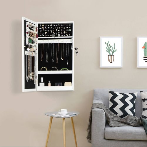 Wall Mounted Jewelry Armoire On, Locked Jewelry Armoire