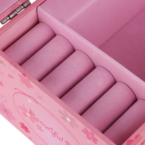 SONGMICS Ballerina Musical Jewelry Box with Ring Holder Drawer Pink JMC003PK