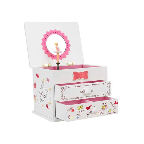 SONGMICS Musical Jewelry Box Ballerina Jewel Storage Case for Girls Ball Princess Pink UJMC006