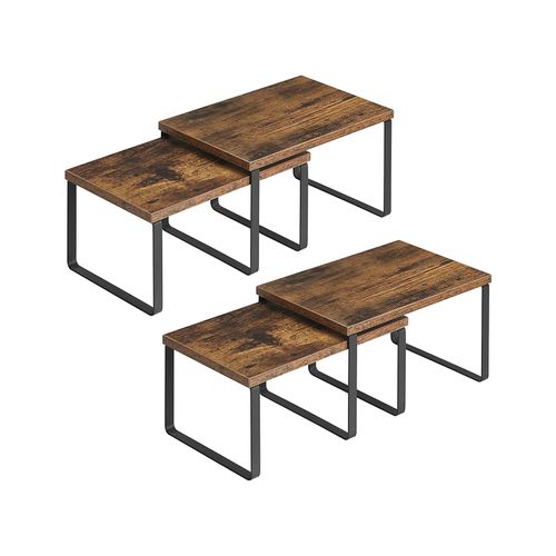 Set of 4 Brown Counter Organizer Shelves for Kitchen