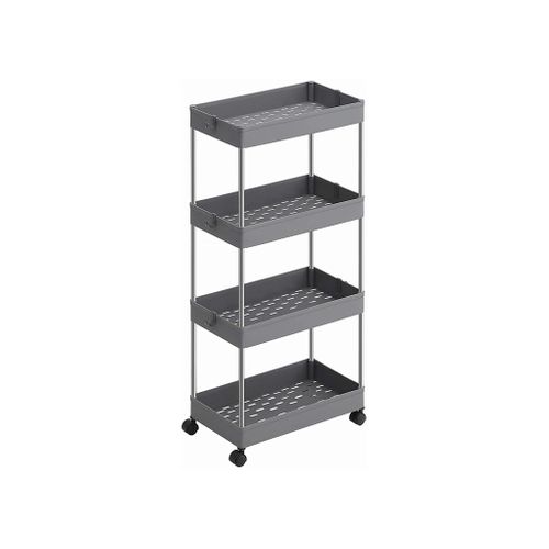 Gray 4-Tier Slim Rolling Cart for Storage