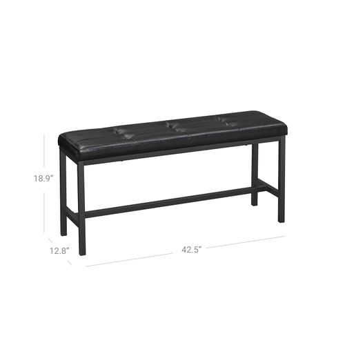 Living Room Bedroom 42.5 x 12.8 x 18.9 Inches Steel Frame VASAGLE Upholstered Dining Table Bench Ottoman Bench with PU Leather Padded Seat Brown and Black UKTB034B82 Hallway for Dining Room
