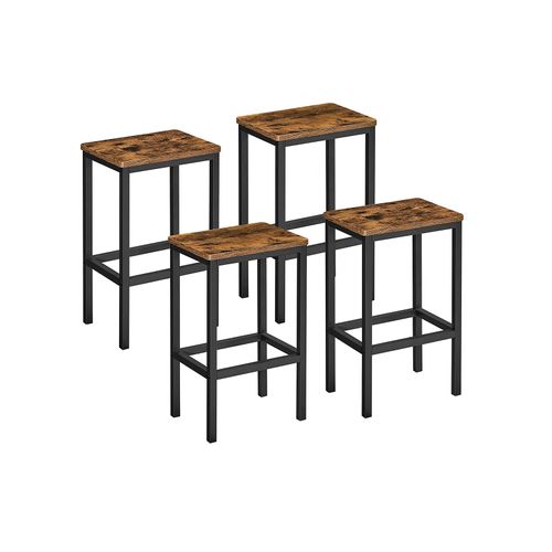 Set of 2 Industrial Bar Stools with Footrest VASAGLE