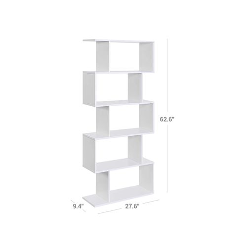 5 Tier White Freestanding Bookcase, How To Secure A Freestanding Bookcase