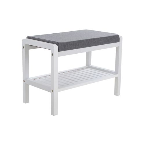 White Shoe Rack Bench with Padded Top