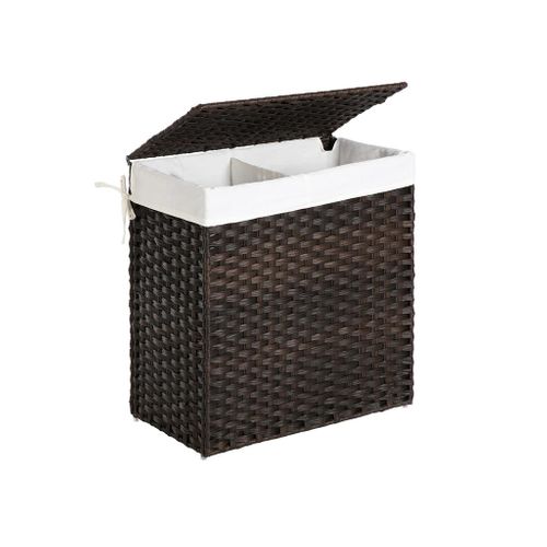 Brown Laundry Hamper with Lid & Divider