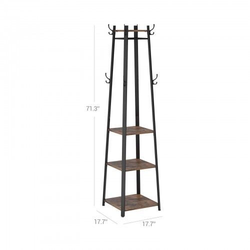 Industrial 3 Shelves Coat Stand With, 3 Hook Coat Rack With Shelf Brackets