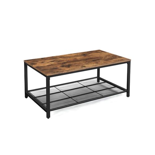 Industrial Coffee Table with Storage Shelf Rustic Brown