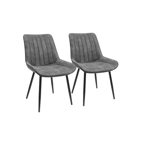 Set of 2 Dining Chairs with Backrest Gray