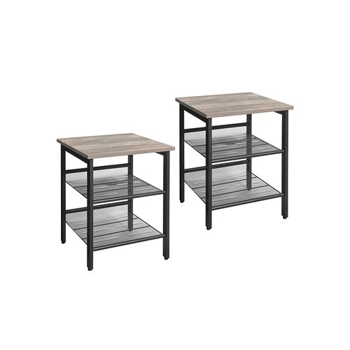 Set of 2 Greige Side Tables with Adjustable Shelves