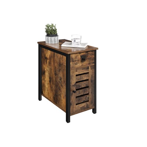 Industrial Narrow Side Table With, Narrow Sofa Side Table With Drawers