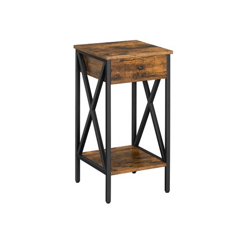 Industrial Brown Tall Nightstand with Drawer
