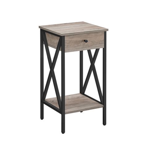 Greige Nightstand Bedside Table with Drawer