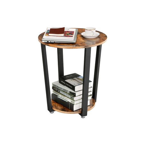 Round Sofa Table with Storage Rack VASAGLE Industrial End Table ULET57X Metal Side Table