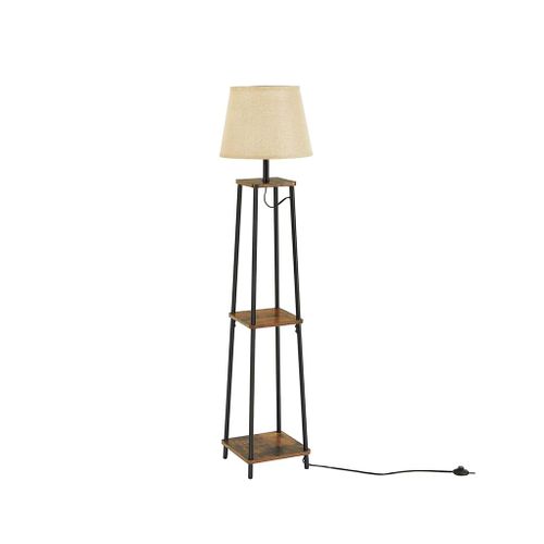 Rustic Brown Floor Lamp with 2 Shelves