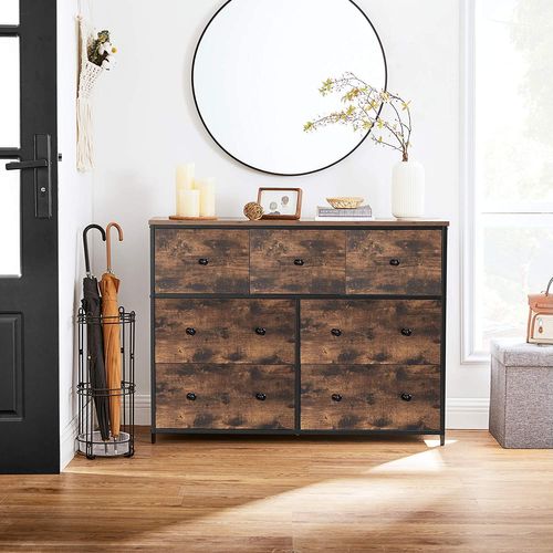 Industrial Wide Storage Dresser For, Rustic Brown And Black Dresser