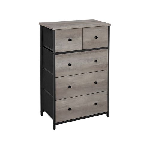 Greige & Black Dresser with 5 Fabric Drawers