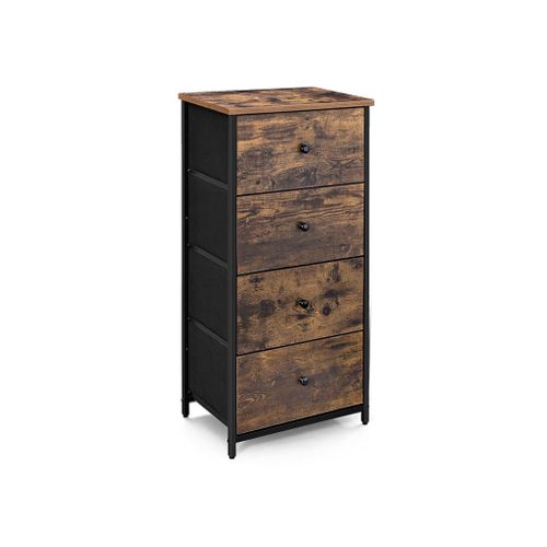 Brown & Black Vertical Dresser Tower with 4 Drawers