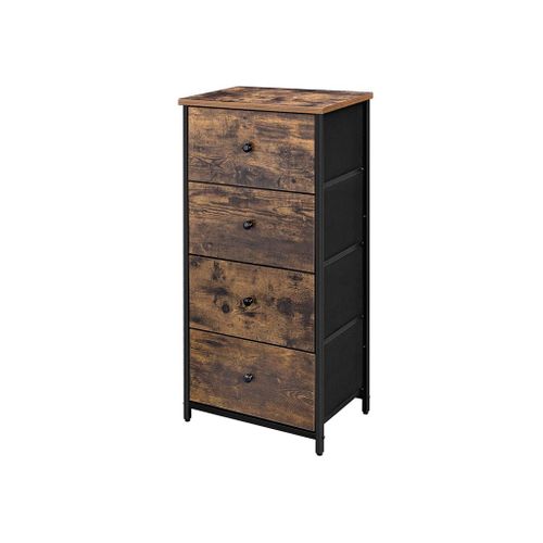 Rustic Brown and Black ULGS04H Metal Frame Wooden Top and Front SONGMICS Dresser for Bedroom Fabric Dresser with 4 Drawers Small Chest of Drawers 