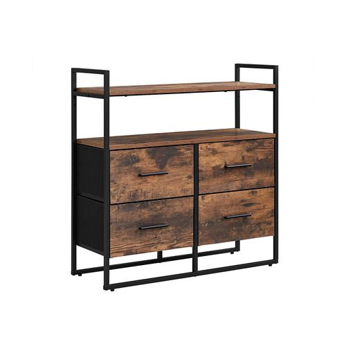 Rustic Brown 4 Drawers Dresser with Shelf