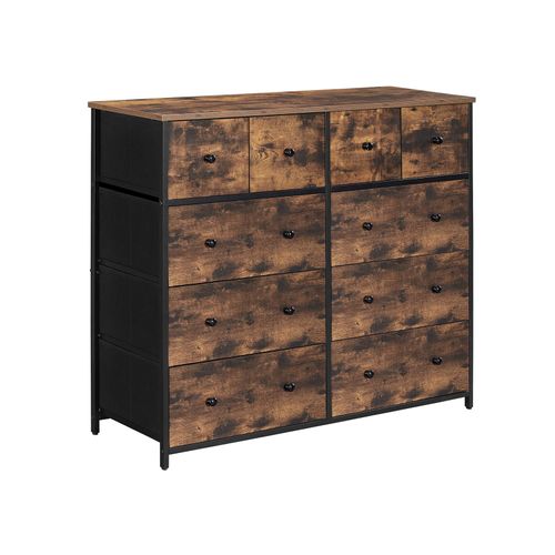 Industrial Large Dresser with 10 Fabric Drawers