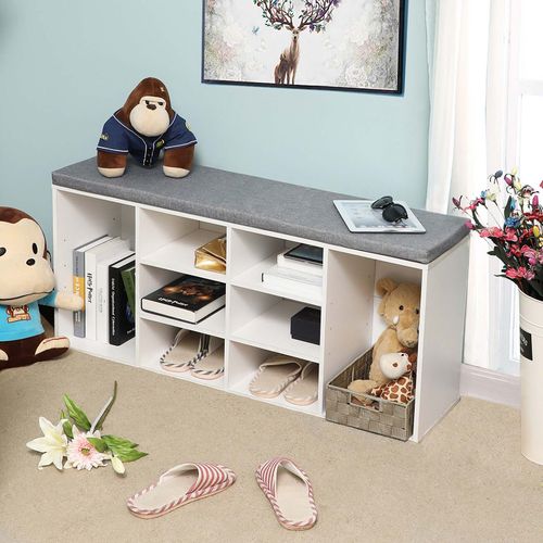 Shoe Bench Storage Cabinet With Cushion, Vasagle Cubbie Shoe Cabinet Storage Bench With Cushion
