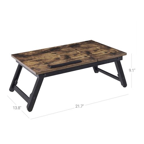 Laptop Table with Handle 15.7 x 12.6 x 3.1 Inches Cushion Bed Tray Rustic Brown ULLD109B01 SONGMICS Lap Desk 