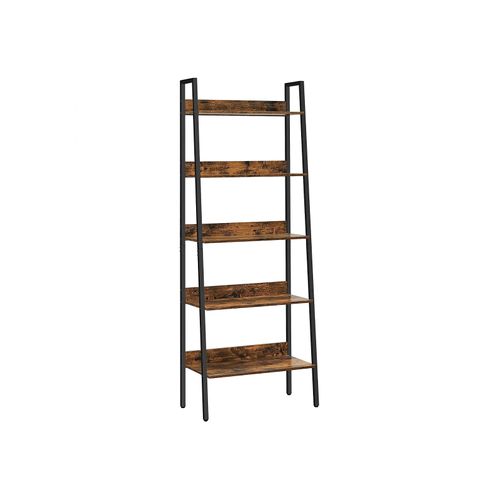 Brown & Black 5-Tier Storage Ladder Shelf