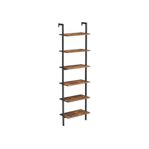 Industrial Brown 6-tier Wall-mounted Ladder Shelf