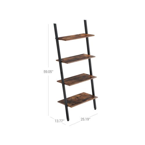 4 Tier Leaning Ladder Shelf Bookshelf Storage Shelves Unit Organizer Log Color 