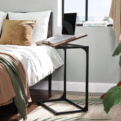Bedside tables Rustic Brown TMJ009H-2 Coffee Table for Coffee Laptop IBUYKE 2 PCS Industrial End Table with Metal Frame and Rolling Castors Side Table