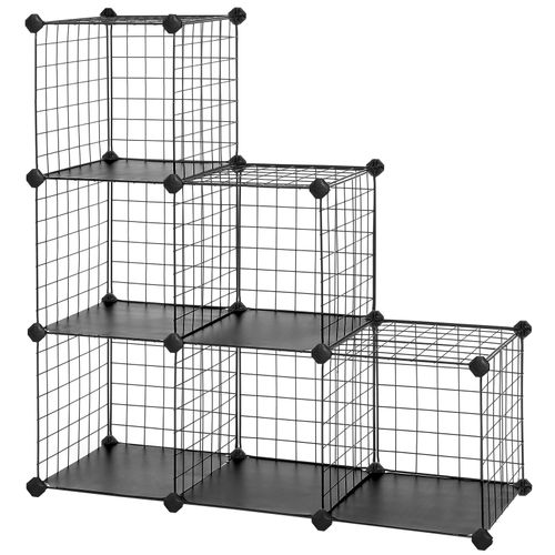 Black Metal Wire Cube Organizer, Cube Grid Wire Storage Shelves Black
